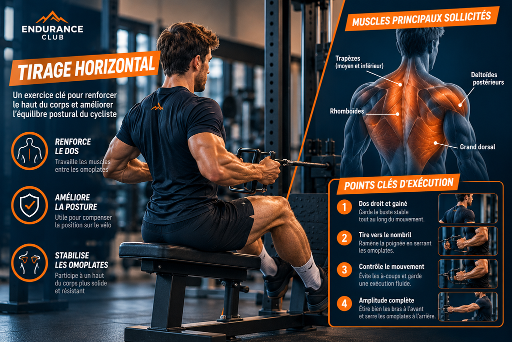 Cycliste réalisant un tirage horizontal